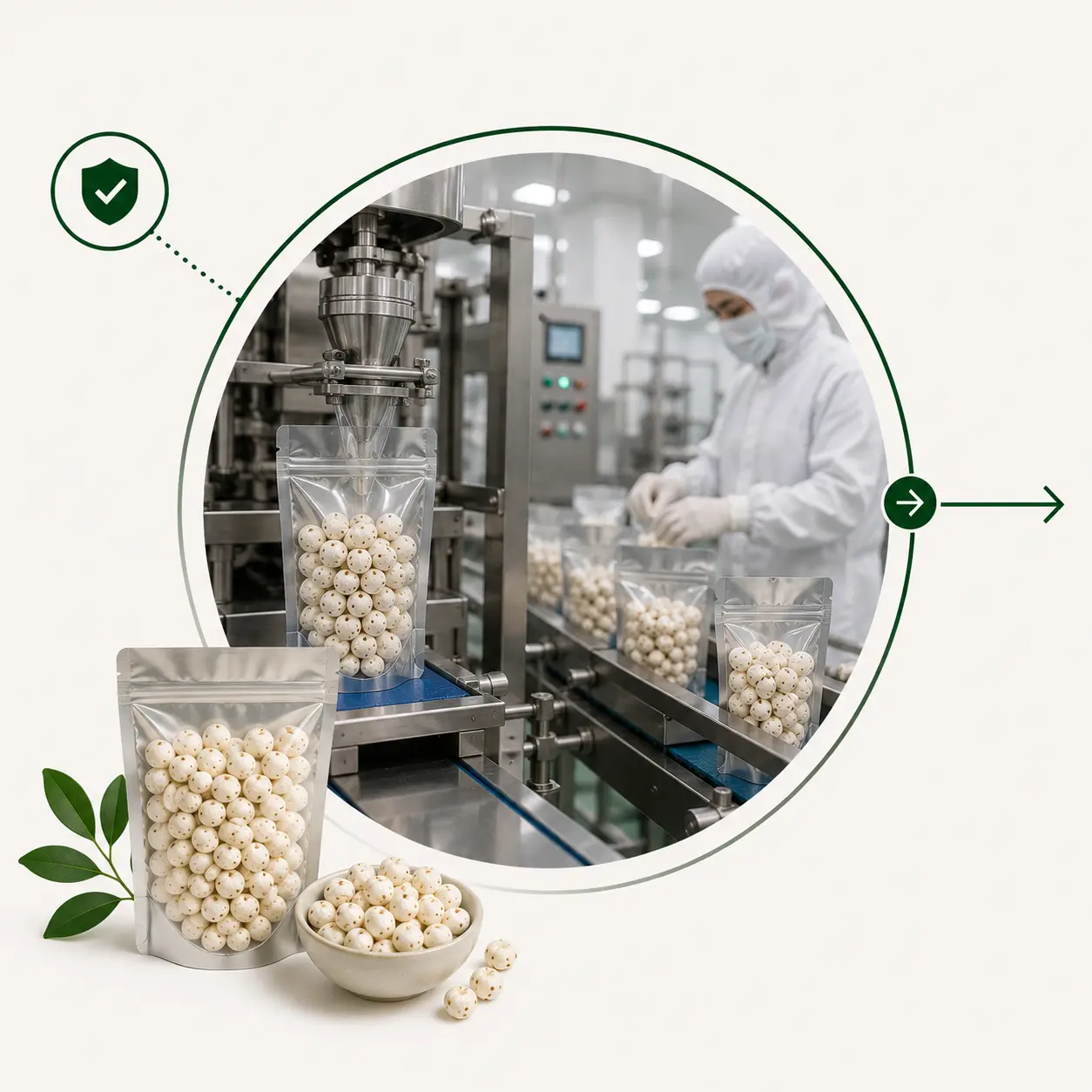 Hygienic packaging of finished makhana products